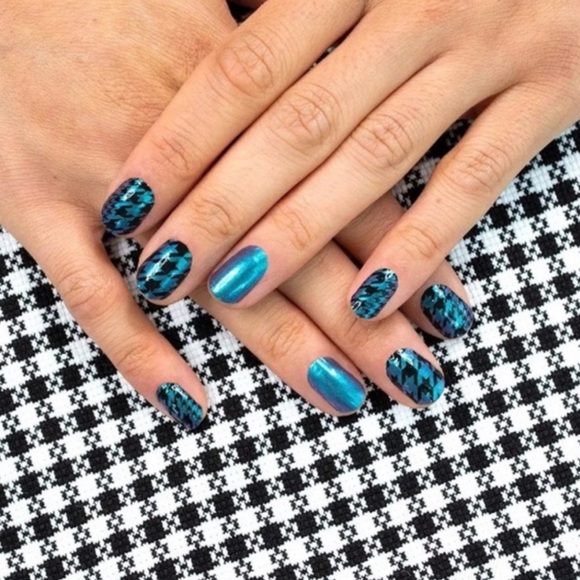 🎉3/$25  ✨Rare ✨Color Street Suit yourself  Houndstooth Teal Purple Duochrome - Picture 6 of 10